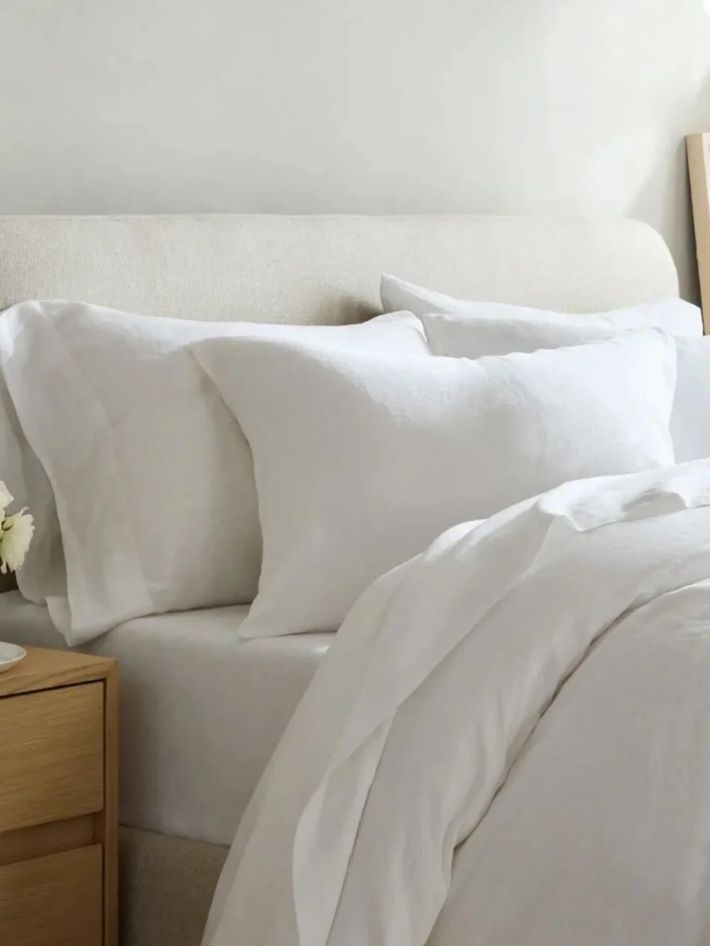 NIB Quince European Linen Duvet Cover Set - Queen - White